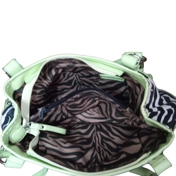 Hananel Bright chartreuse Blingy satchel - Picture 7 of 10